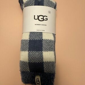UGG Cozy Blue and White Plaid Socks